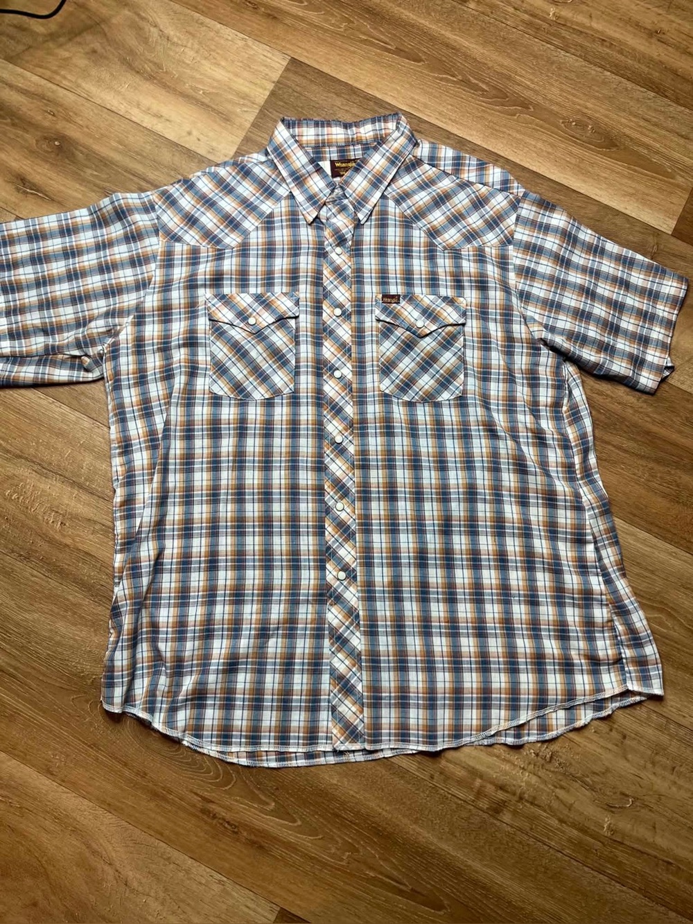 Wrangler Pearl Snap Big Man Shirt Button Up Down Plaid Western Cowboy 2XL
